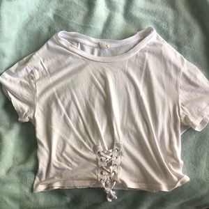 GARAGE white tie-front crop top